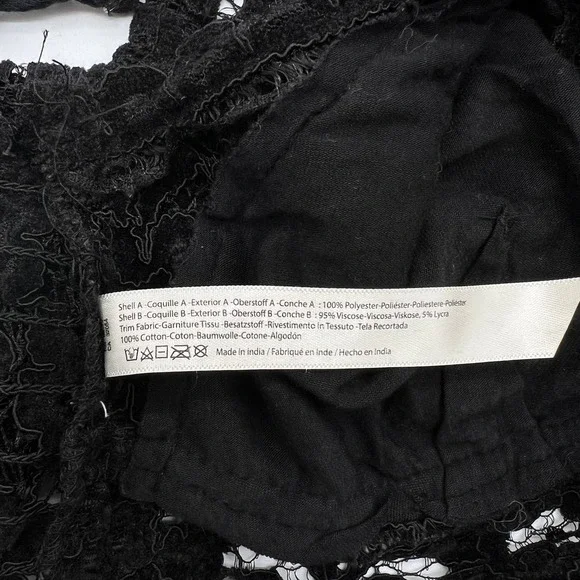 FREE PEOPLE ONE Celine Lace Bralette Womens Small Black Strappy Flocked Velvet - Picture 10 of 15